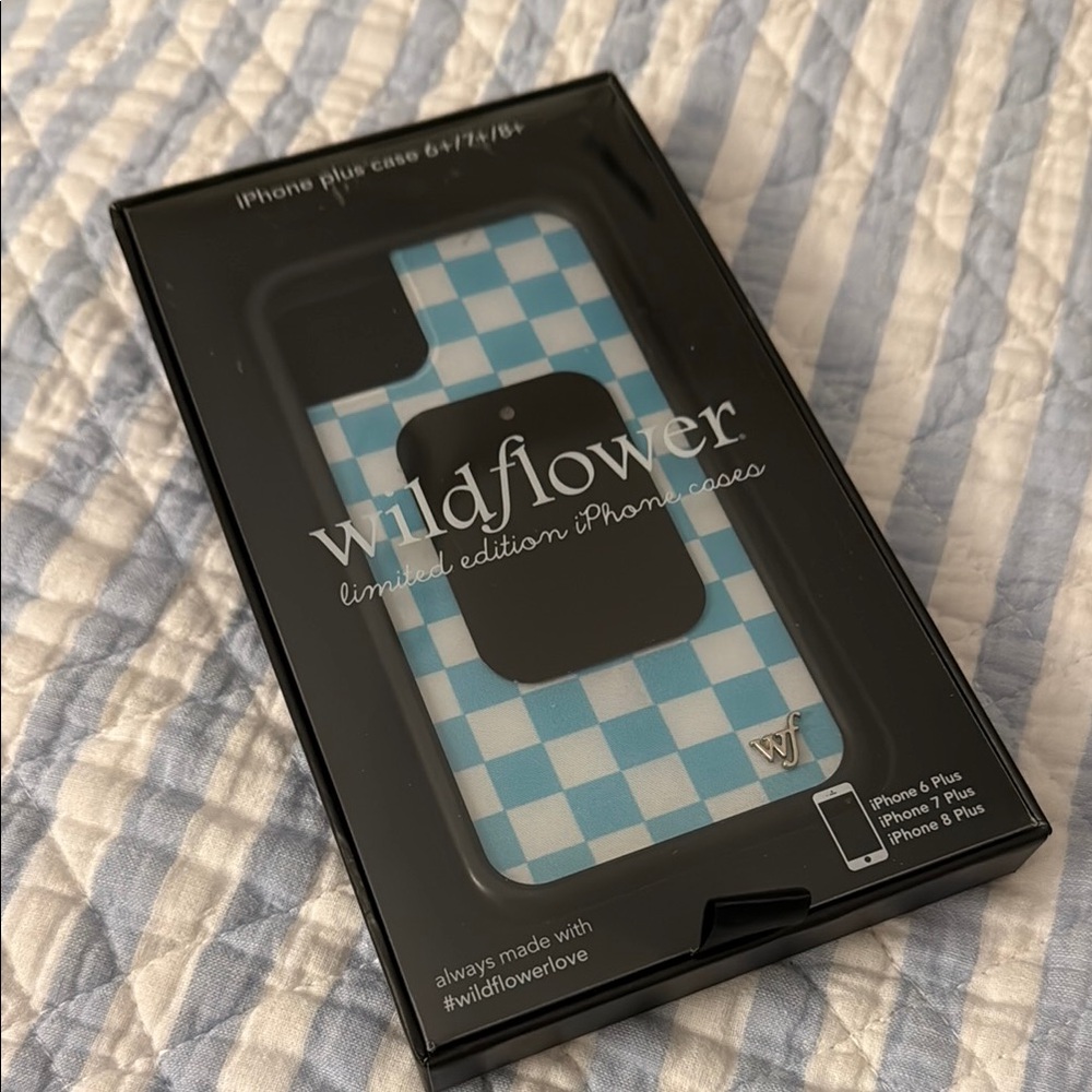 Wildflower: Blue Checkered iPhone Case